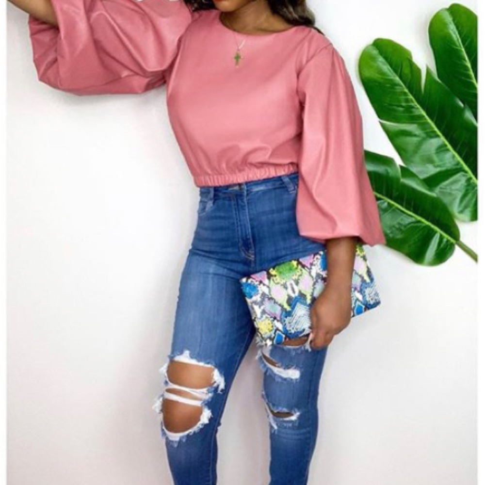 Faux Leather Cropped Top